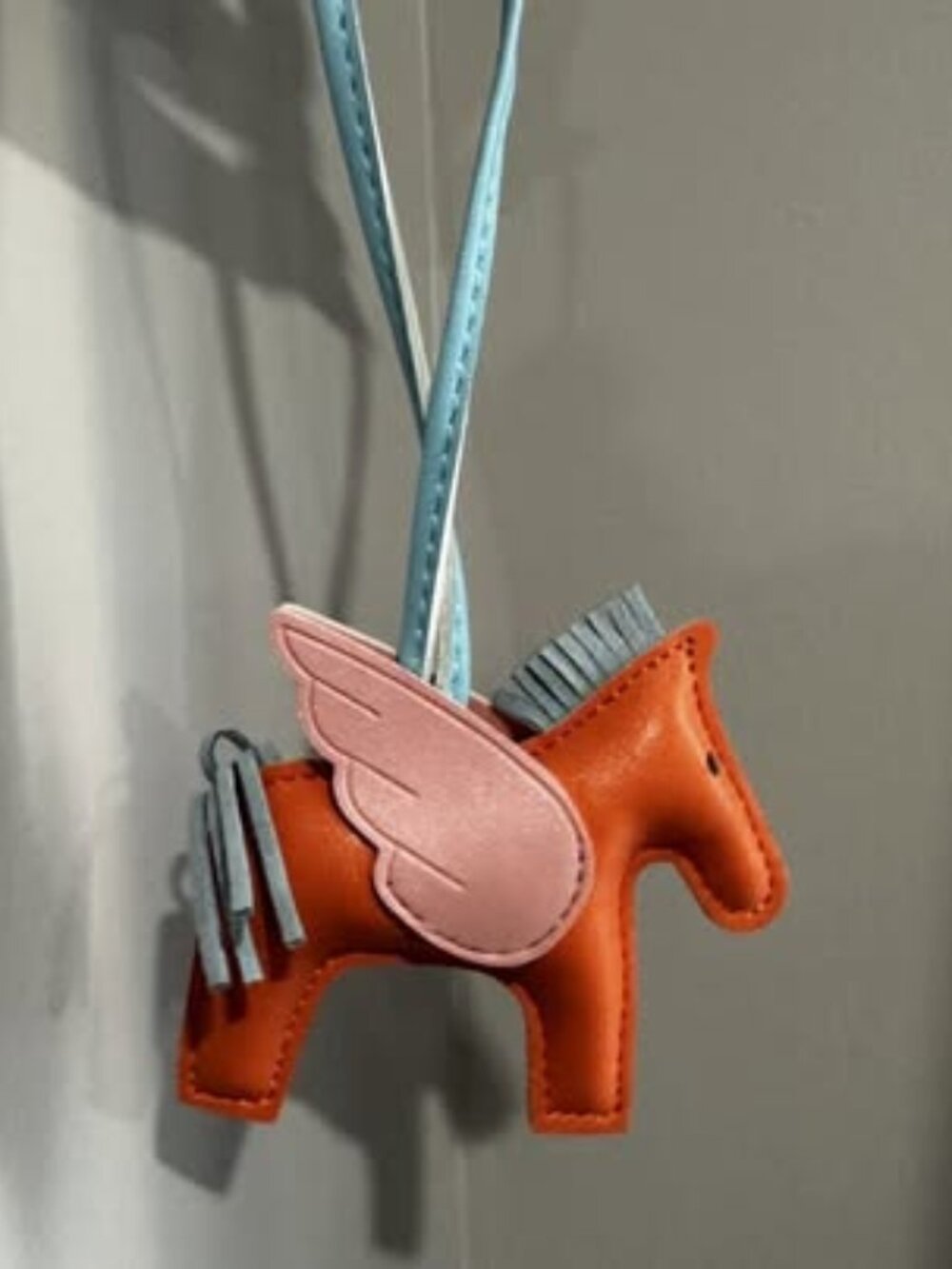 Leather Winged Horse Bag Charm - No Brand